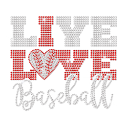 Bling Rhinestone Live Love Baseball Hotfix Transfer